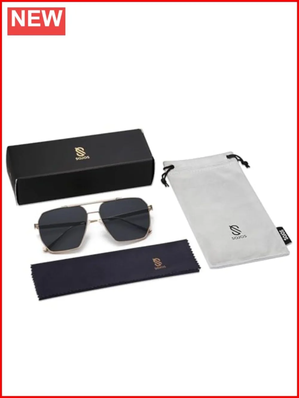 Retro Oversized Square Polarized Sunglasses Metal Frame Classic Shades